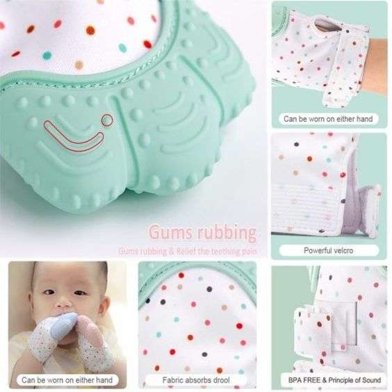 2 pcs Baby Teething Mittens