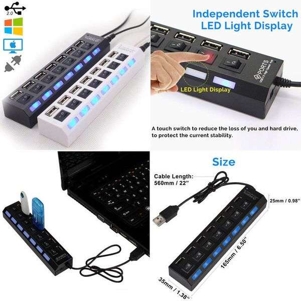 7 Ports USB 2. 0 Hub- High Speed USB Hub