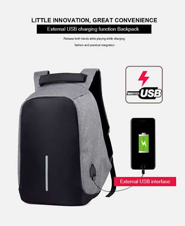 Anti Theft Travel Backpack Laptop school Bag With USB Charging Port