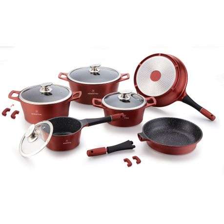 Herenthal 13 PiecesGreblon C3+ Non-Stick Coating Cookware Set - Burgundy (READ THE DESCRIPTION)