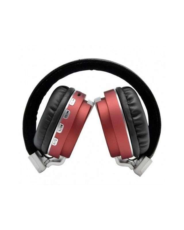 Foldable Bluetooth Wireless Headset - Black & Red - Red