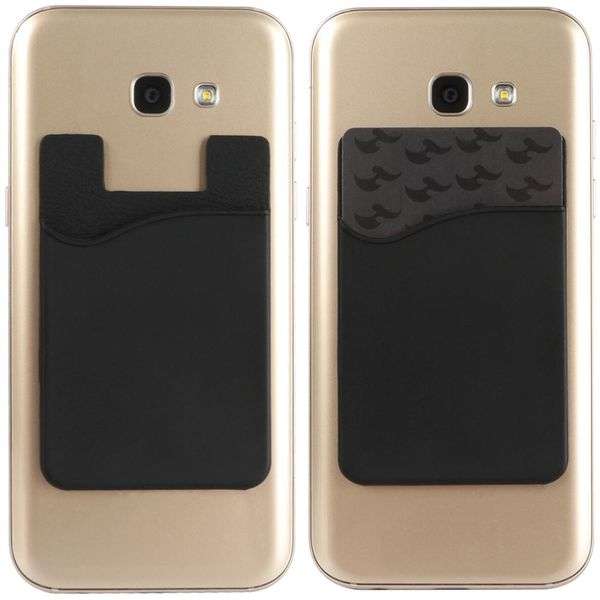 Cell Phone Stick-on Wallet Thin Silicone Credit Card Holder - Black