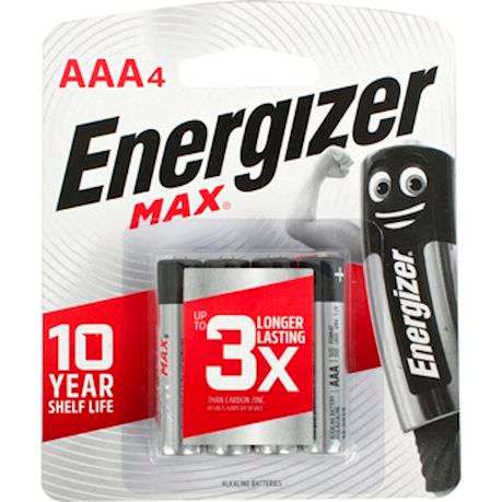Energizer - 1.5v MAX Alkaline AAA Battery Card 4 - Energizer - 1.5v MAX Alkaline AAA Battery Card 4
