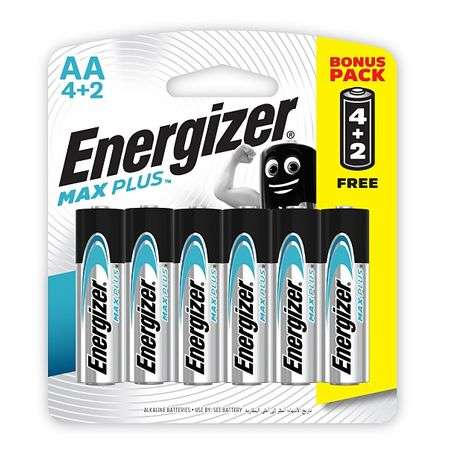 Energizer - 1.5v MAX Plus Alkaline AA Battery Card 4+2 Free - Energizer - 1.5v MAX Plus Alkaline ...