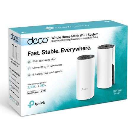 Tp-Link - Deco M4 (2-pack) AC1200 Whole Home Mesh Wi-Fi System - Tp-Link - Deco M4 (2-pack) AC120...