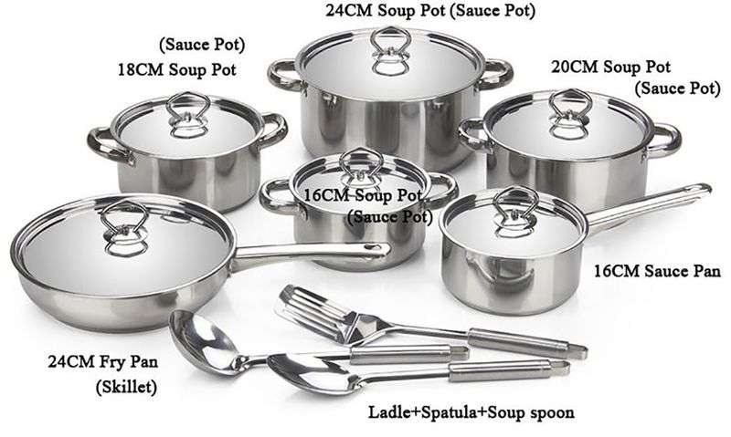 15 Pieces Stainless Steel Cookware Set