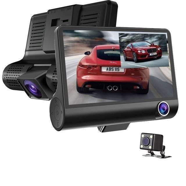 1080P Triple Lens Large Display Dash Cam with Rearview Cam