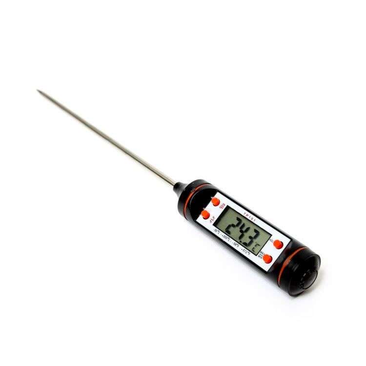 Stainless Steel Digital Cooking Thermometer with LCD Display - Black