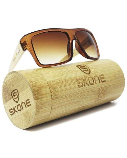 Skone Kaua'i Brown UV400 Protection Bamboo Sunglasses - Gradient Brown