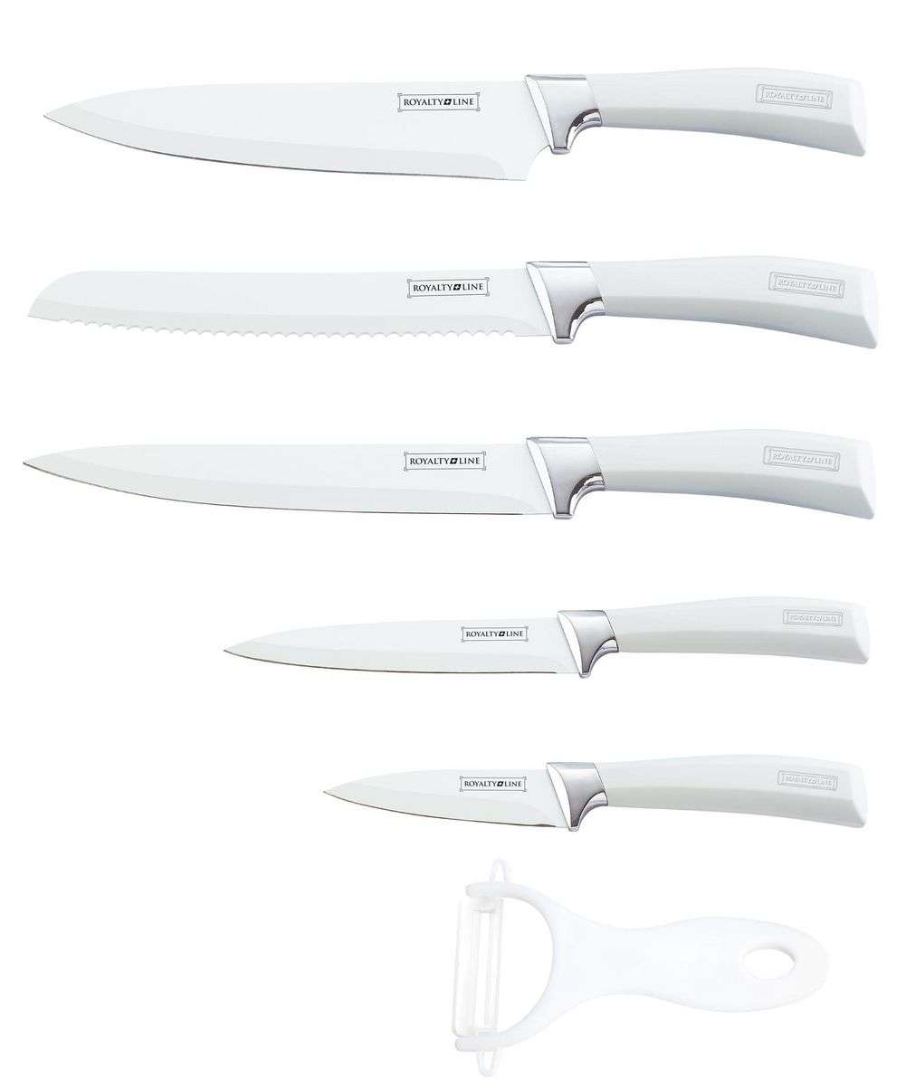 Royalty Line 5-Piece Non-Stick Coating Knife Set + Bonus Peeler -White(Second hand)(3 items missing)
