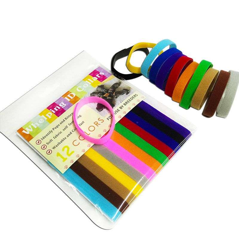 DHAO-12 Pics Adjustable Hook & Loop Collars in 12 Colors Pet Dogs/Cats - M