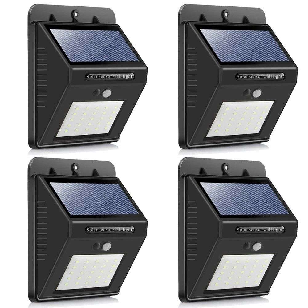 COB Solar Power Motion Sensor Wall Light - Set of 4