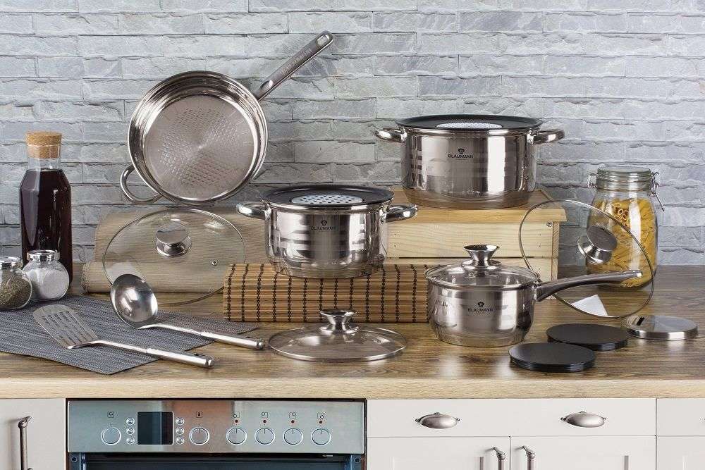Blaumann 15-Piece Stainless Steel Cookware Set - Gourmet Line
