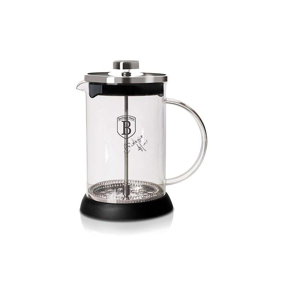 Berlinger Haus 600ml Coffee and Tea Plunger - Black Silver Collection (DISPLAY MODEL)