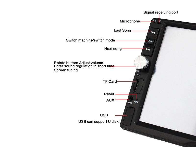 Car Radio 2 Din HD Touch Screen Multimedia Player 7 Inch Screen