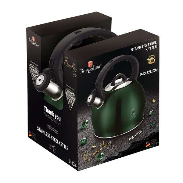 Berlinger Haus 3 Litre Stainless Steel Whistling Kettle - Emerald Edition (DISPLAY MODEL)
