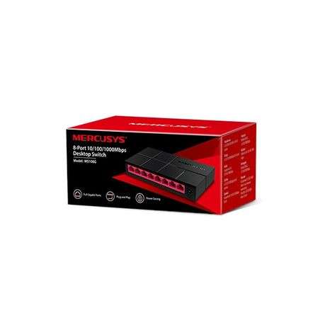 Mercusys - MS108G 8-Port 10/100/1000Mbps Desktop Switch - Mercusys - MS108G 8-Port 10/100/1000Mbp...