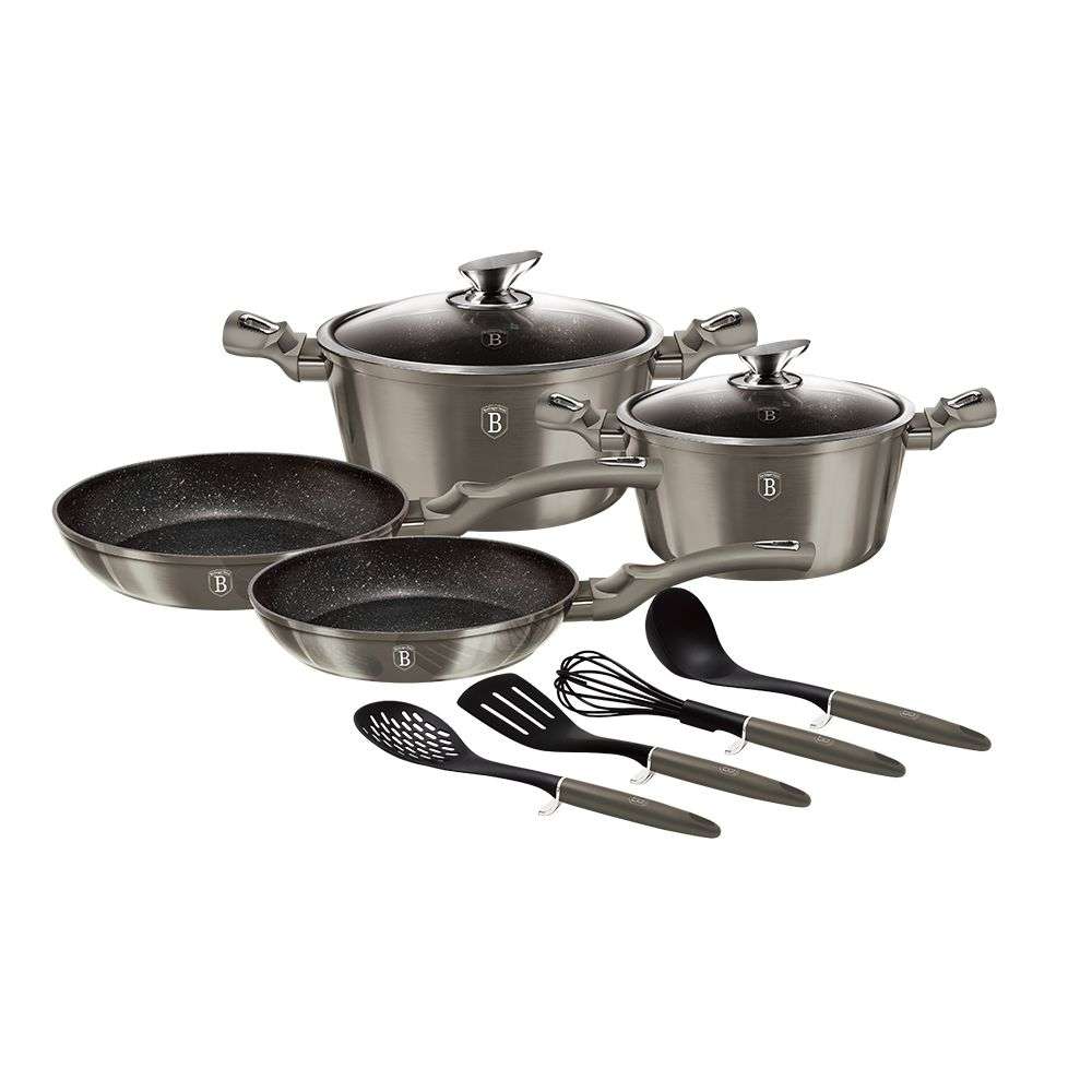 Berlinger Haus 10 Pieces Marble Coating Metallic Line Cookware Set - Carbon (DISPLAY MODEL)