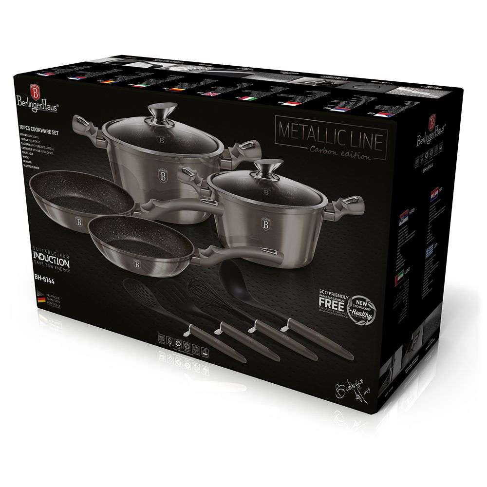 Berlinger Haus 10 Pieces Marble Coating Cookware Set - Carbon (DISPLAY MODEL)