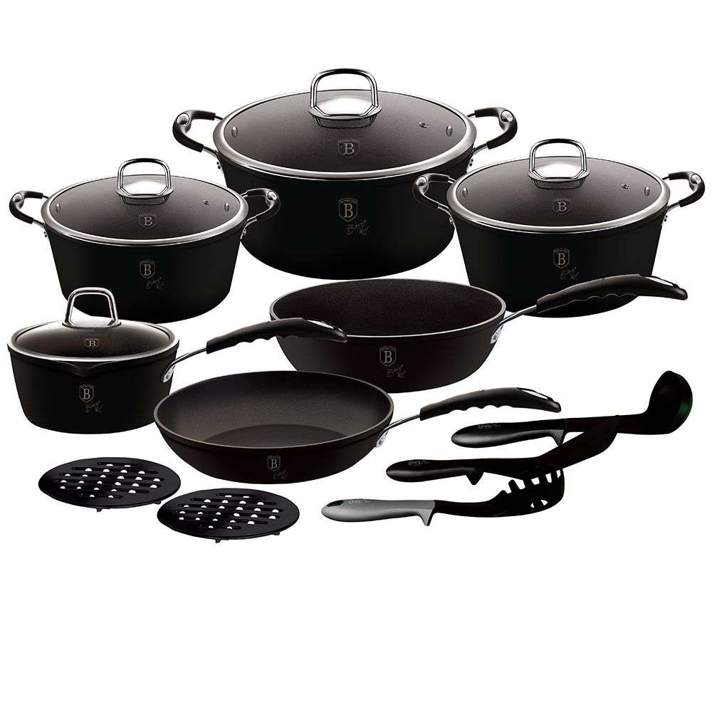 Berlinger Haus 15 Piece Oven Safe Cookware Set - Black Professional Line