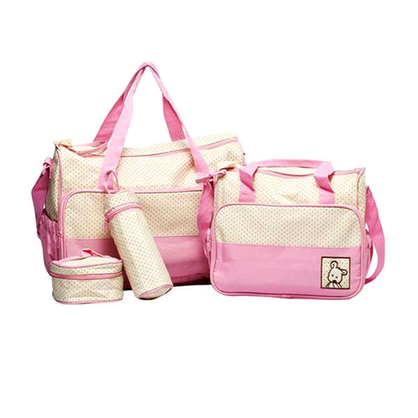 5 in 1 Multi - Functional Baby Diaper Handbag Set-Pink