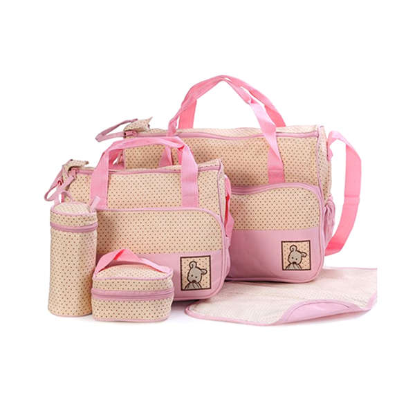 5 in 1 Multi - Functional Baby Diaper Handbag Set-Pink
