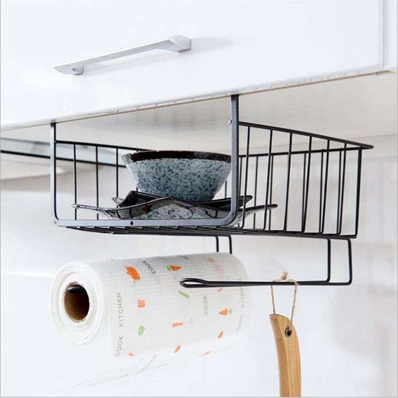 DHAO-2PCS Hanging Kitchen Baskets Under Cabinet Storage Organizer Rack