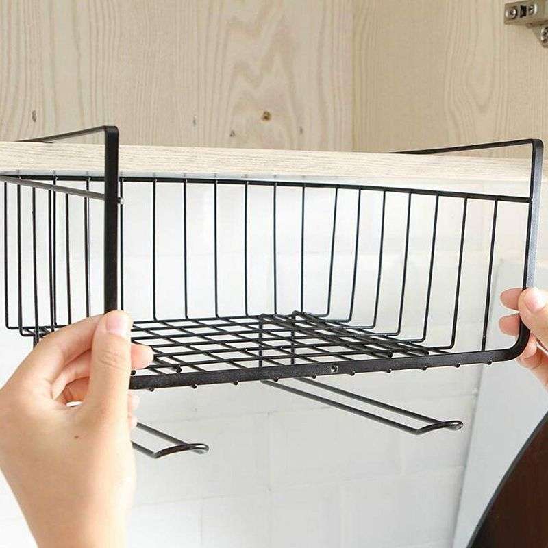 DHAO-2PCS Hanging Kitchen Baskets Under Cabinet Storage Organizer Rack