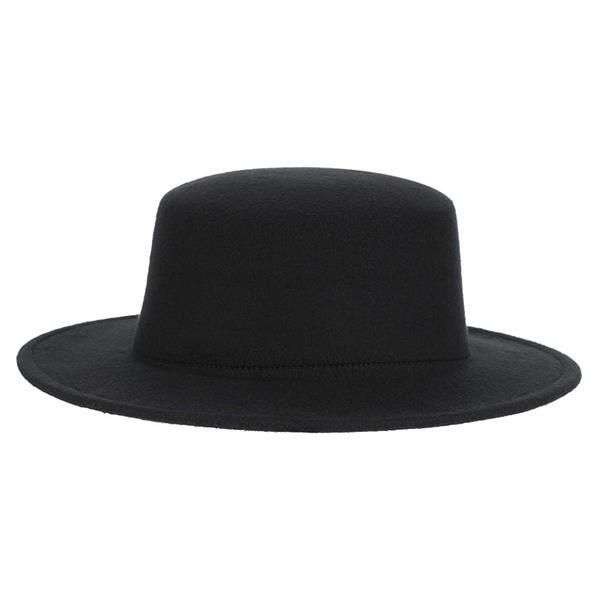 Flat-top round fedora Panama hat-black