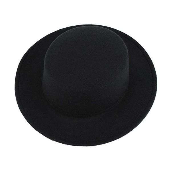 Flat-top round fedora Panama hat-black