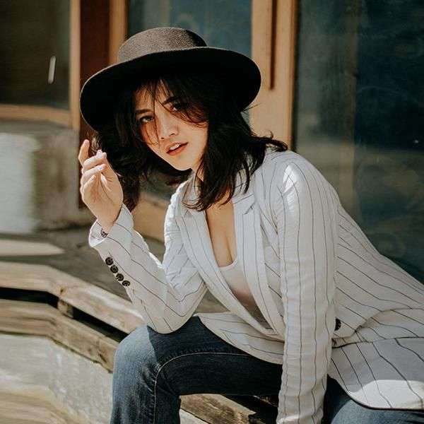 Flat-top round fedora Panama hat-black