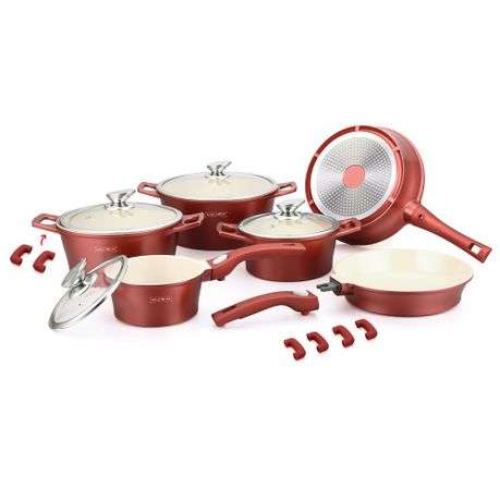 Royalty Line 16 Pieces Ceramic Coating Cookware Set - BURGUNDY (DISPLAY MODEL)