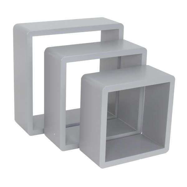 SPACEO Grey Cubed Shelves - Set Of 3 - 20 x 10 / 24 x 10 / 28 x 10cm