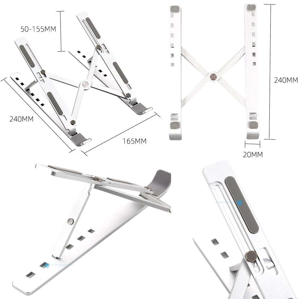 Adjustable Laptop Stand Aluminium Alloy Portable Foldable Riser Holder