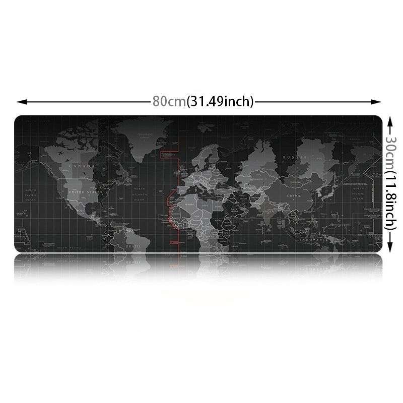 Large World Map Desk Gaming Mouse Pad 80x30 cm