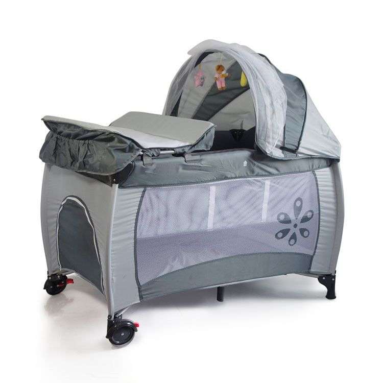 Portable Child Baby Travel Cot Bed - Grey