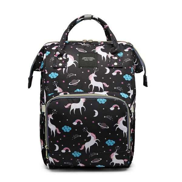 Mummy Nappy Diaper Bag Unicorn (Black)