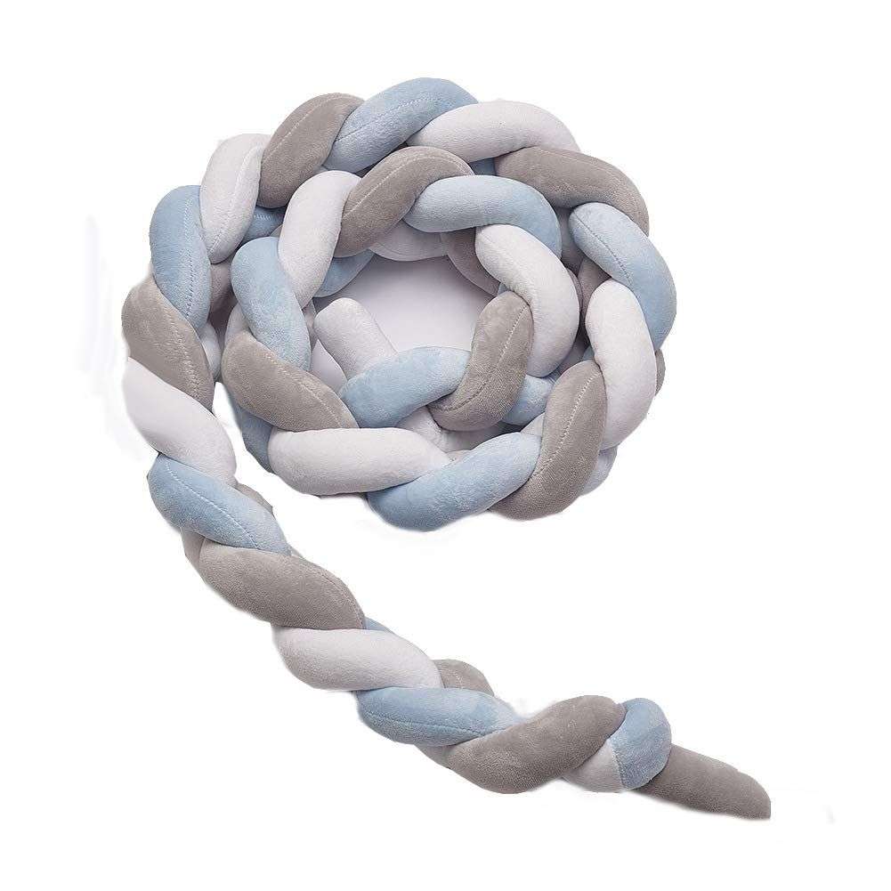 Iconix Extra Wide Braided Baby Cot Bumper  (DISPLAY ITEM)(PINK, GREY AND WHITE)