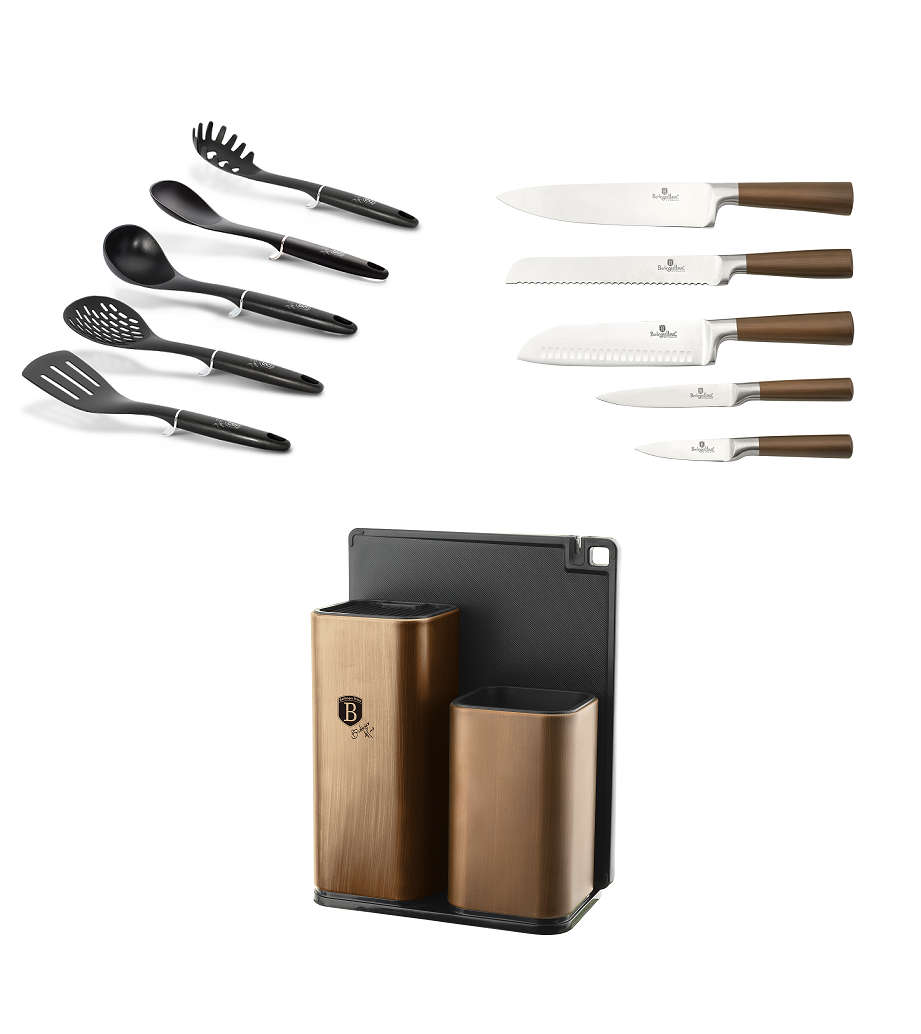 Berlinger Haus 12 Piece Knife Set with Stand and Cutting Board - Black Rose (DISPLAY MODEL)