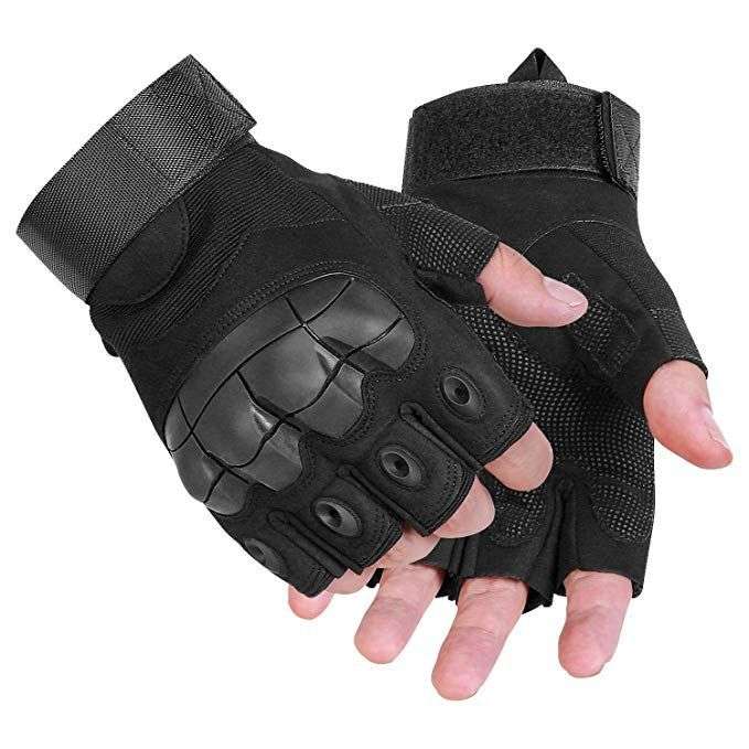 Tactical Gloves Military Rubber Hard Knuckle Gloves - Black
