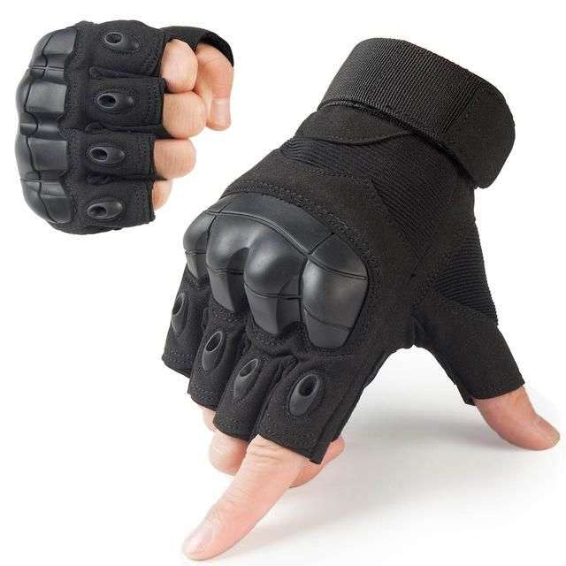 Tactical Gloves Military Rubber Hard Knuckle Gloves - Black