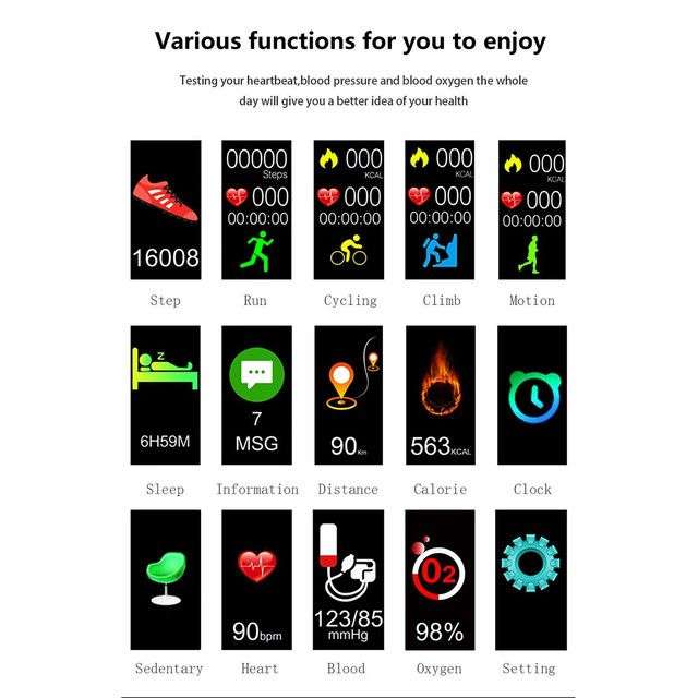 Fitness Tracker F10+ Smart Watch, IP67 Waterproof Activity Tracker - Black & Green