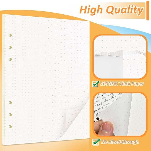 A5 Dotted Paper Refill, 3 Packs Binder Paper, Loose Leaf Paper Journal Refill Applicable To 6 Hol...