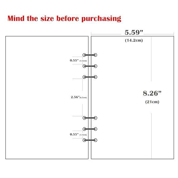 Harphia A5 Planner Inserts 6 Ring Binder Refill, Blank Paper Refills, A5 Planner Paper Blank Refi...