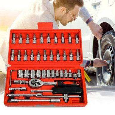 Tools Set 46pcs 1/4-Inch Socket Set Car Vehicle Repair Set