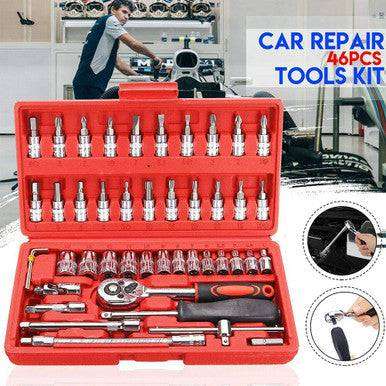 Tools Set 46pcs 1/4-Inch Socket Set Car Vehicle Repair Set