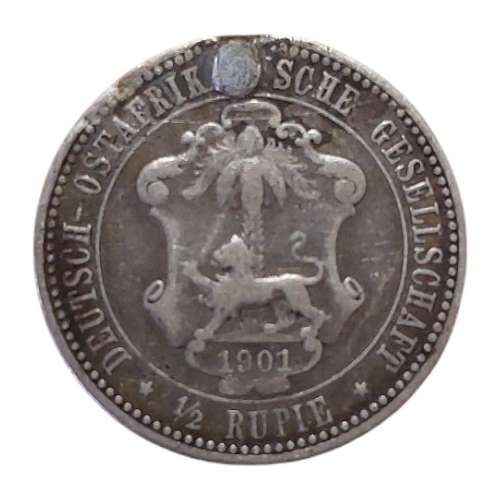 German East Africa - 1901 ½ Rupie - Wilhelm II (Plugged)