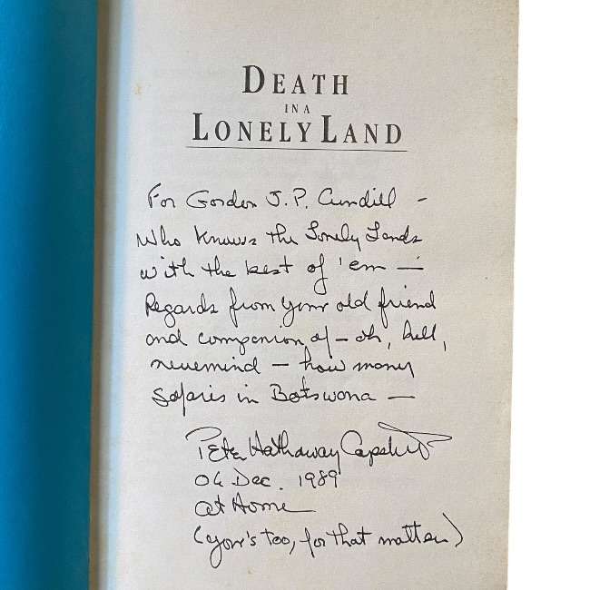 Death in a Lonely Land Uncorrected Proof by Peter Hathaway Capstick (Signed)