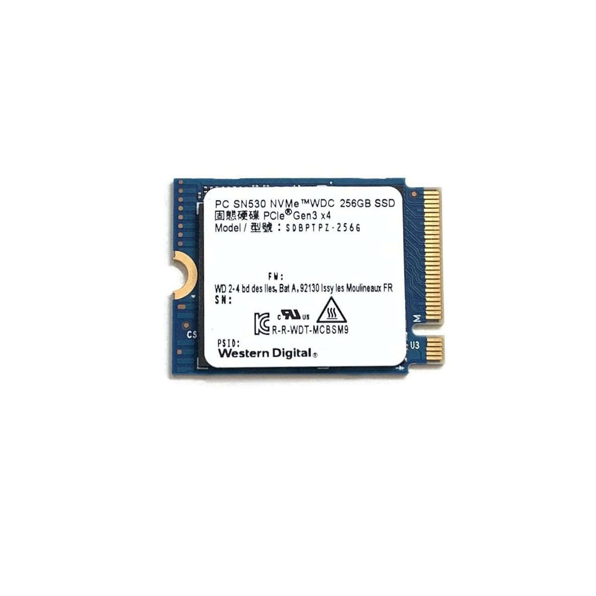 WD Blue SDBPTPZ-256G-1012 SN530 PCIe NVMe 256GB 2230 Solid State Drive OEM
