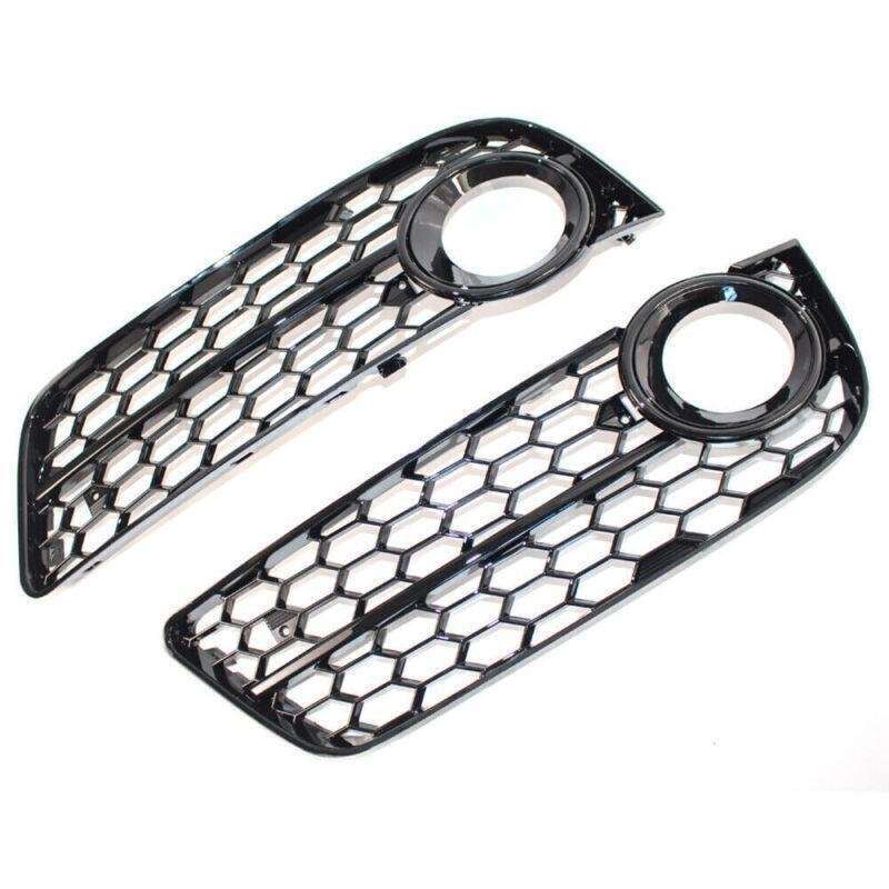 Glossing Black Honeycomb Fog Light Grill Grille Cover For 2008-2011 Audi A5